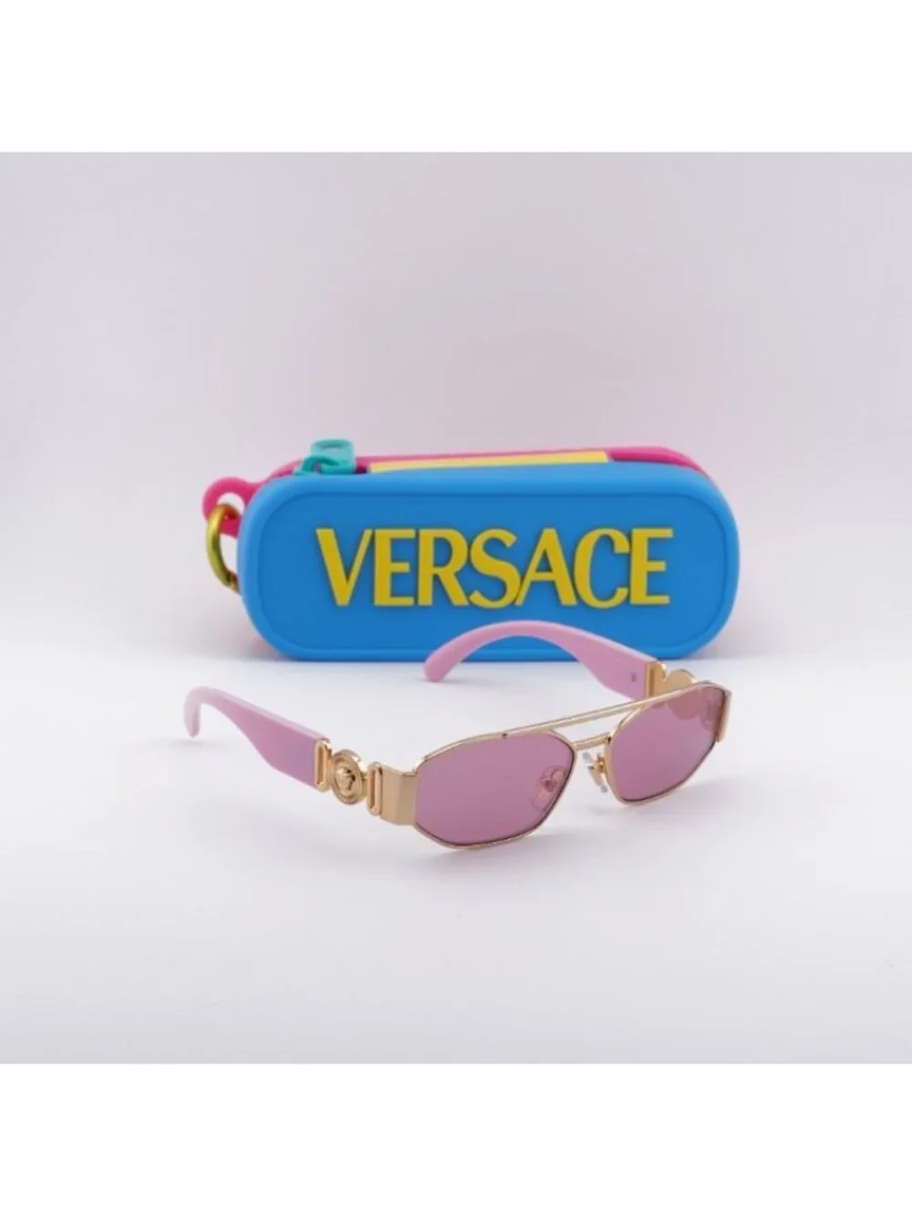 Versace Kids VK2003 10029L Sunglasses Pink/Gold Rectangle Frame, Pink Mirror